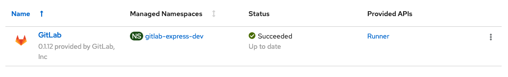 GitLab Operator Install Status